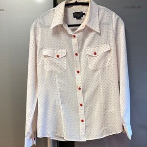 Pendleton White Shirt with Red Dots and Buttons
